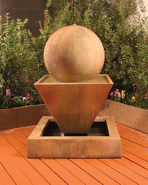 Oblique Fountain With Ball Mimalmalist Sleek Simple Shapes Design